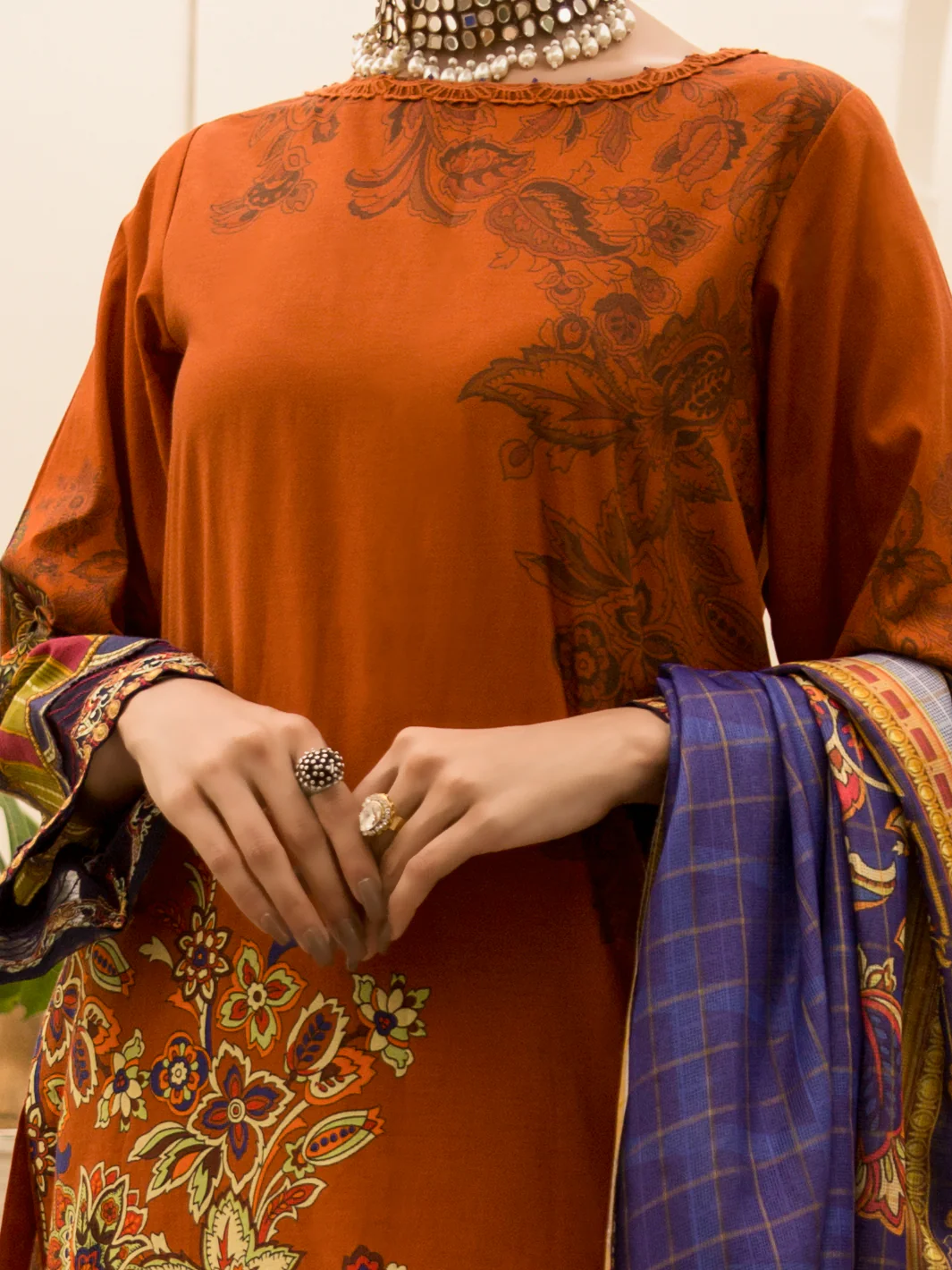 Terracotta Cambric 3 Piece Stitched - ALP-3PS-1175 - Image 2