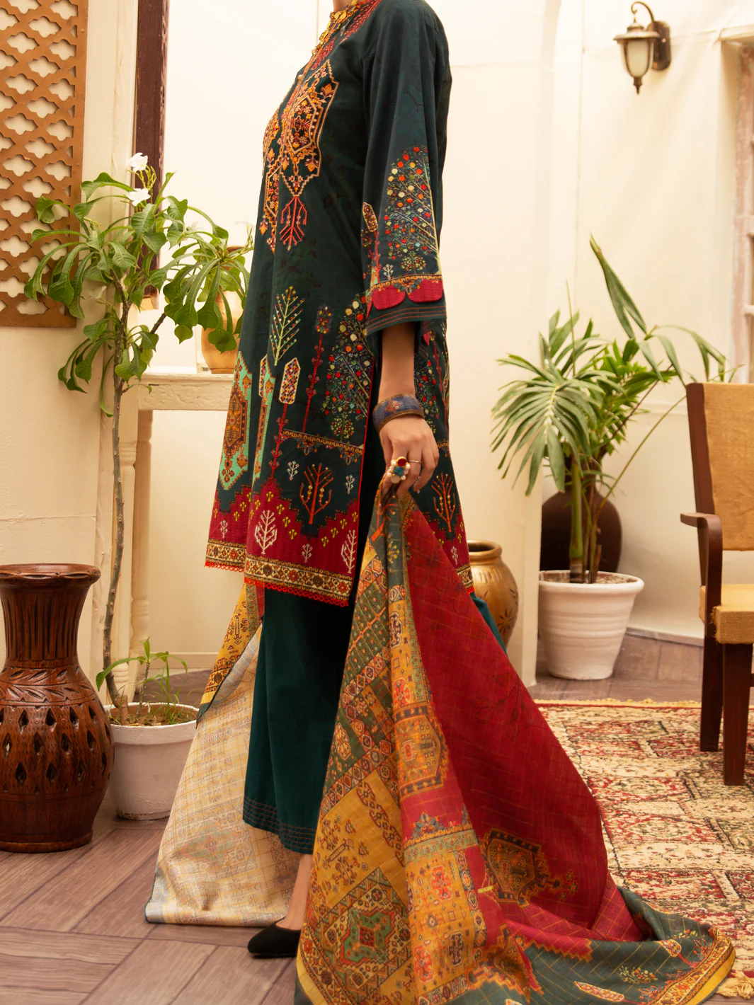 Teal Cambric 3 Piece Stitched - ALP-3PS-1176 - Image 3