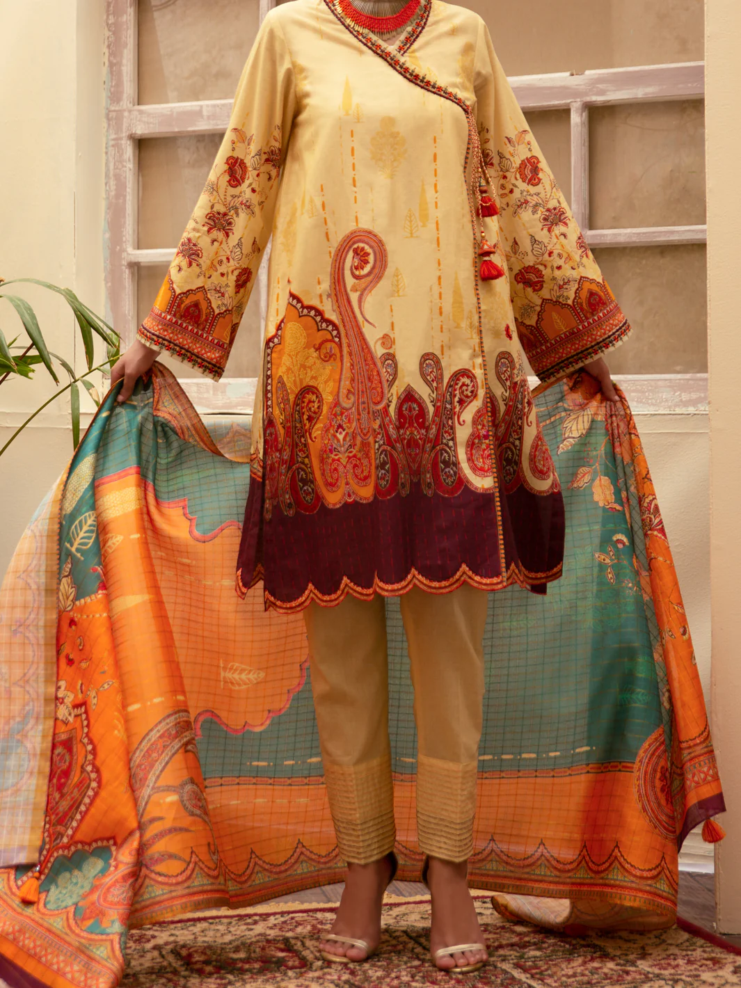 Beige Cambric 3 Piece Stitched - ALP-3PS-1179