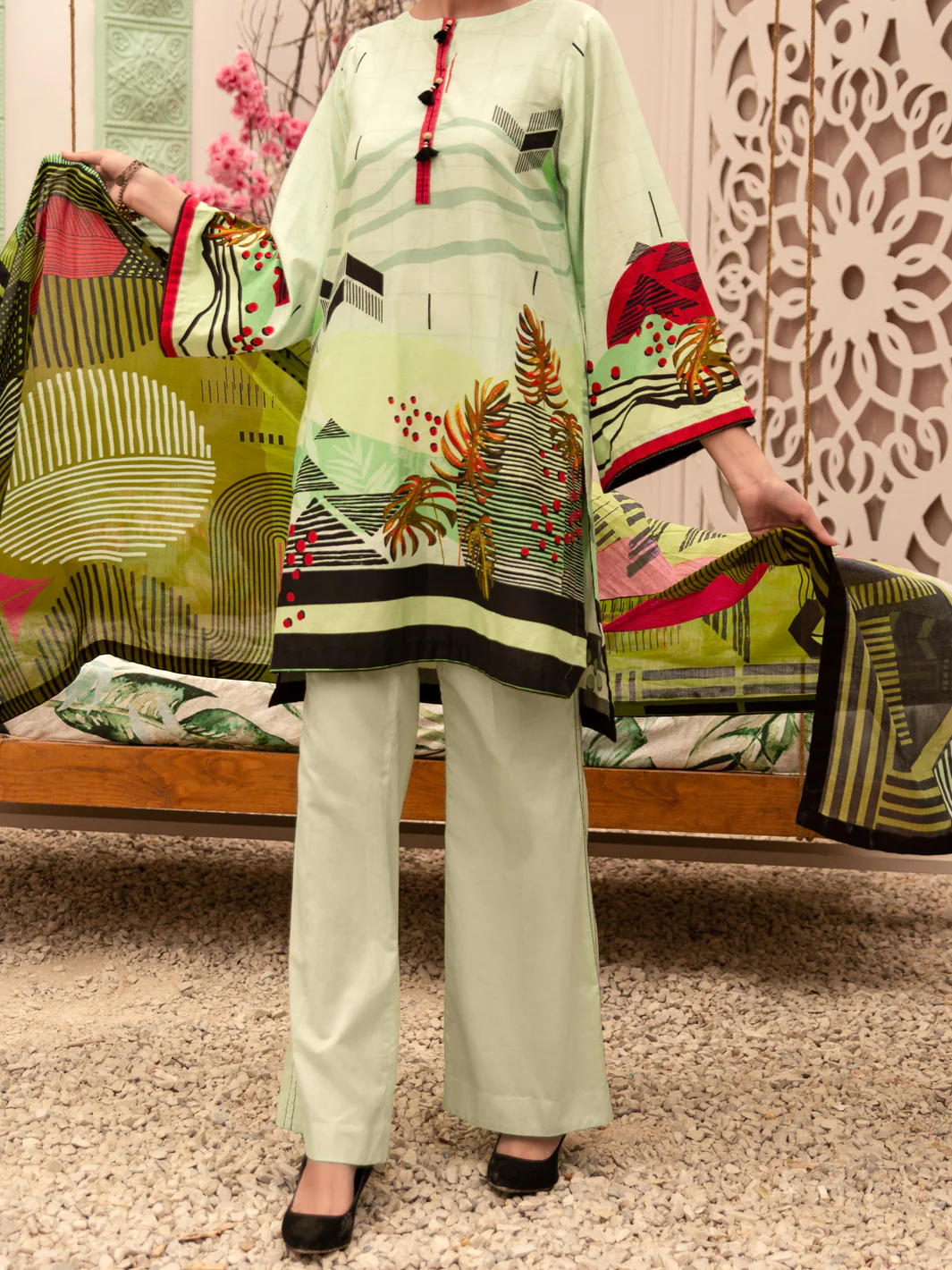 Sea Green Cambric 3 Piece Unstitched - ALP-3PS-1184 - Image 2