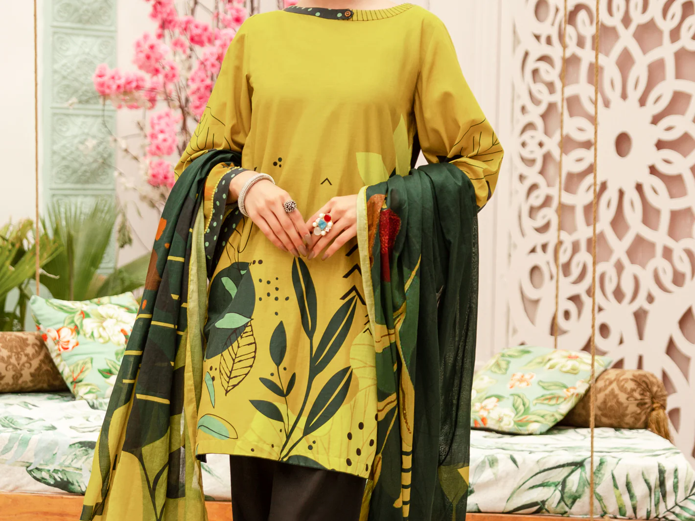 Lime Cambric 3 Piece Unstitched - ALP-3PS-1185 - Image 4