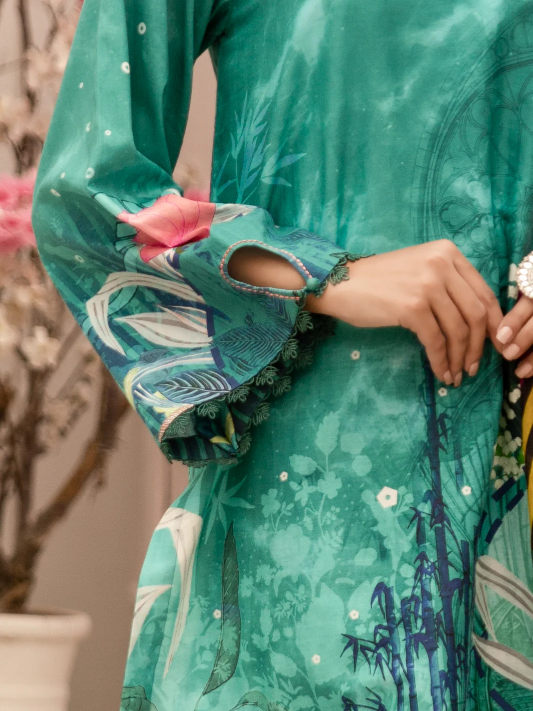 Teal Cambric 3 Piece Stitched - ALP-3PS-1186 - Image 3
