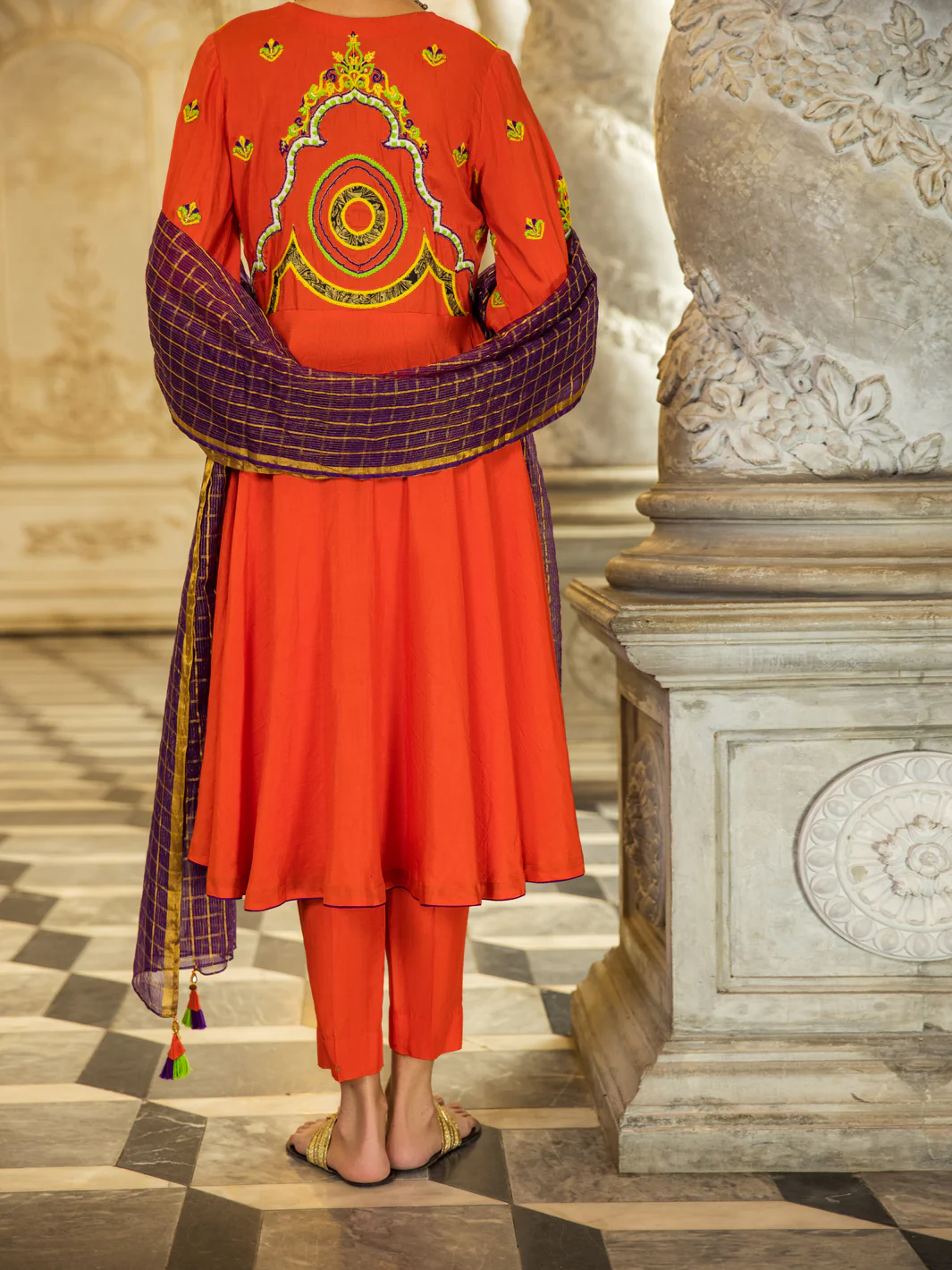 Orange Raw Silk 3 Piece Stitched - ALP-3PS-1275 - Image 2