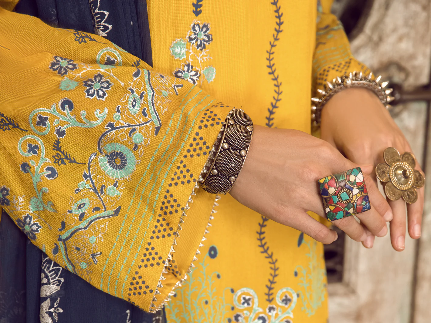 Yellow Khaddi Silk 3 Piece Stitched - ALP-3PS-1282 - Image 4