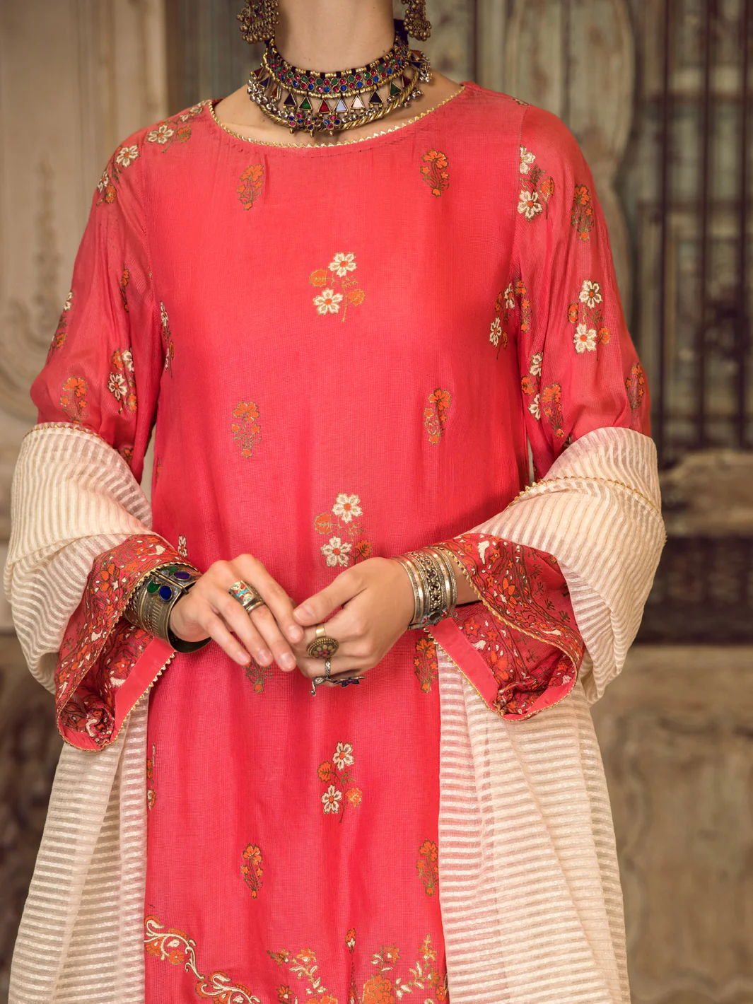 Red Khaddi Silk 3 Piece Stitched - ALP-3PS-1285 - Image 3
