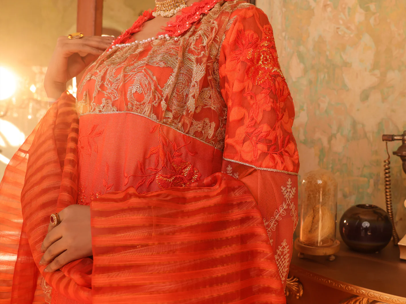 Orange Mesuri 3 Piece Stitched - ALP-3PS-1292 - Image 3