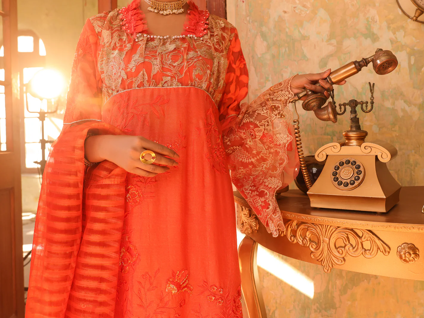 Orange Mesuri 3 Piece Stitched - ALP-3PS-1292 - Image 4