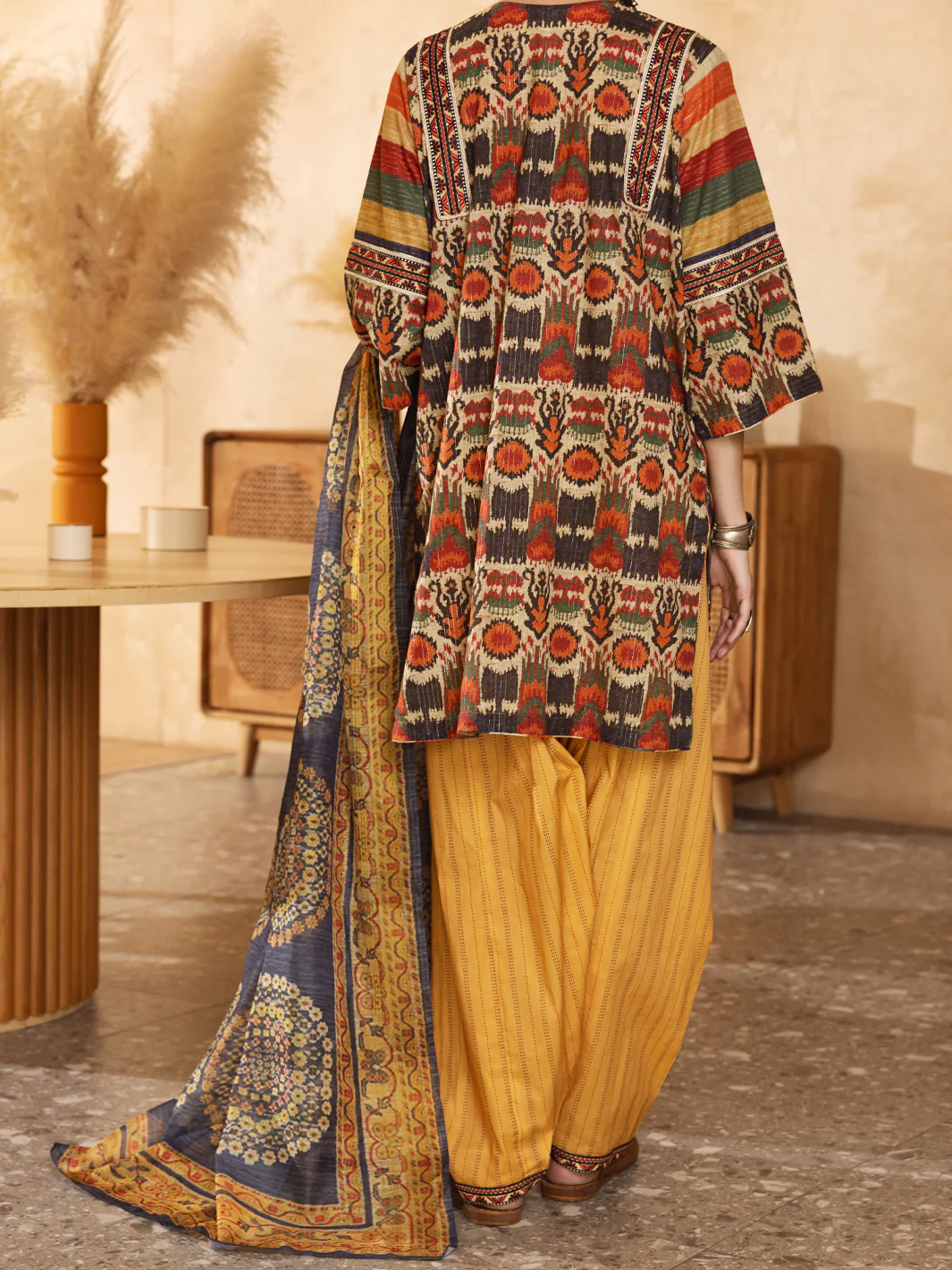Multicolor Hand-Woven Lurex 3 Piece Stitched - ALP-3PS-1301 - Image 2