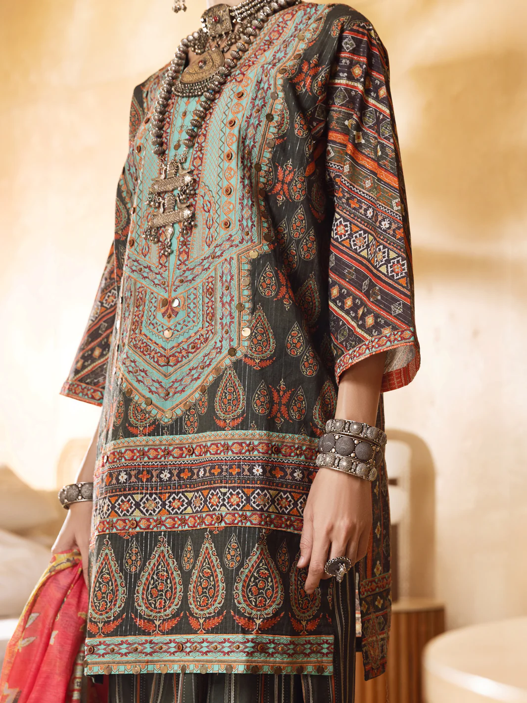 Green Lurex Jacquard 3 Piece Unstitched - ALP-3PS-1302 - Image 6