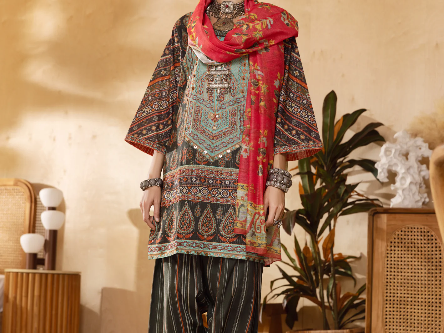 Green Lurex Jacquard 3 Piece Unstitched - ALP-3PS-1302 - Image 7