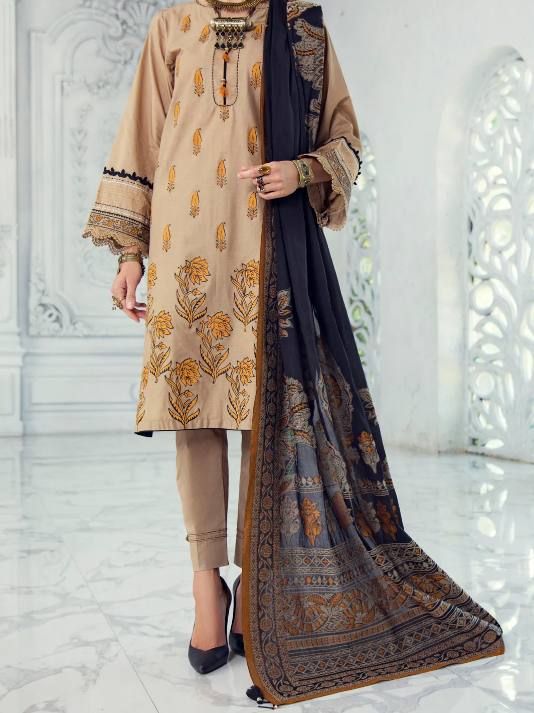 Beige Lawn 3 Piece Unstitched - ALP-3PS-1306 - Image 5