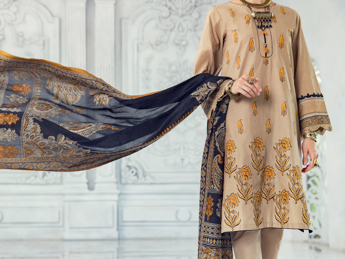 Beige Lawn 3 Piece Unstitched - ALP-3PS-1306 - Image 6
