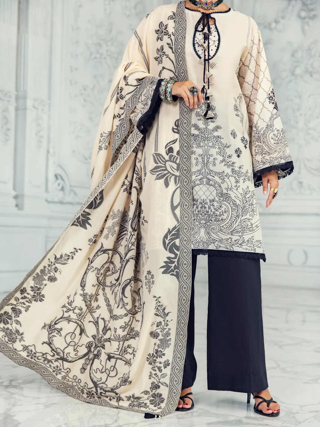 Cream Lawn 3 Piece Unstitched - ALP-3PS-1310