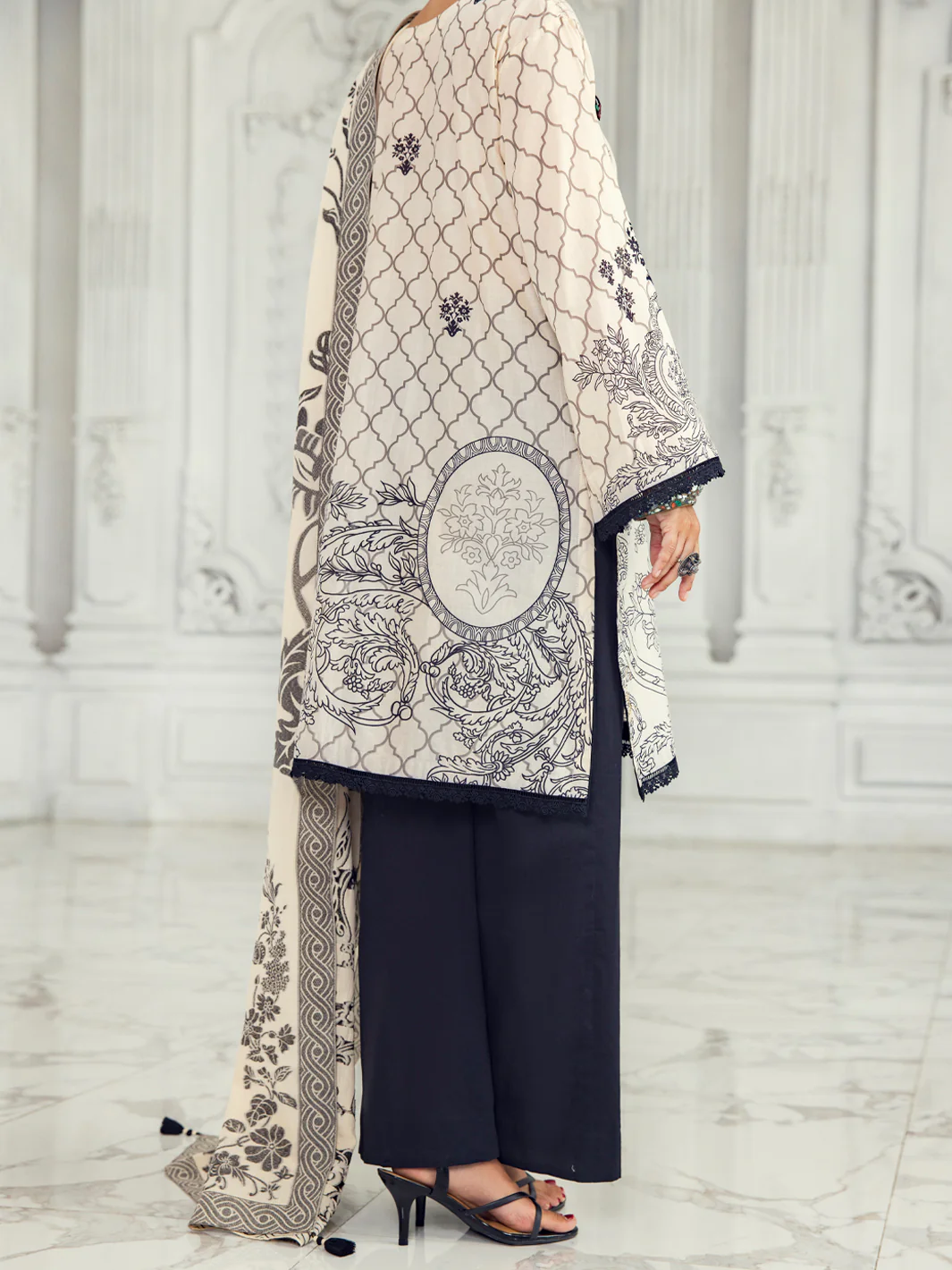 Cream Lawn 3 Piece Unstitched - ALP-3PS-1310 - Image 2