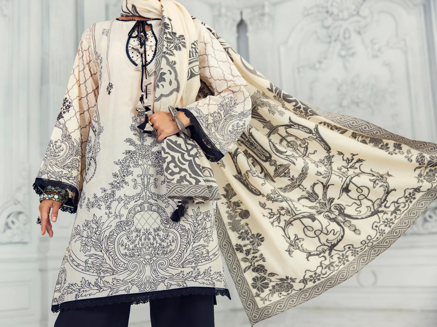 Cream Lawn 3 Piece Unstitched - ALP-3PS-1310 - Image 6