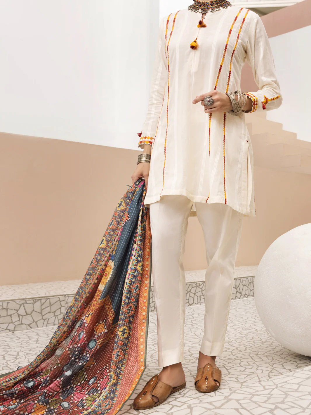 Off White Woolen 3 Piece Unstitched - ALP-3PS-1313