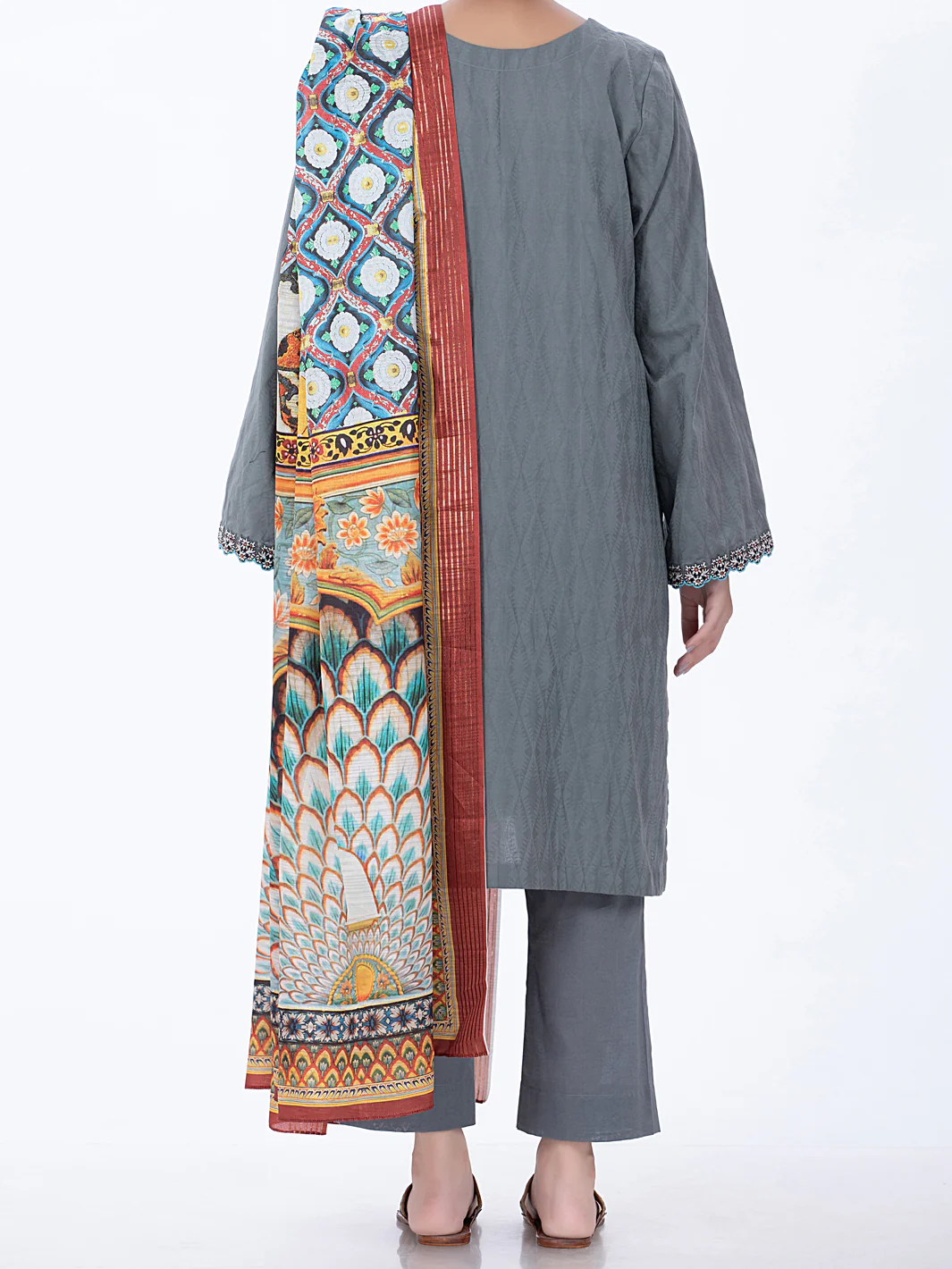Grey Jacquard 3 Piece Unstitched - ALP-3PS-1315 - Image 2