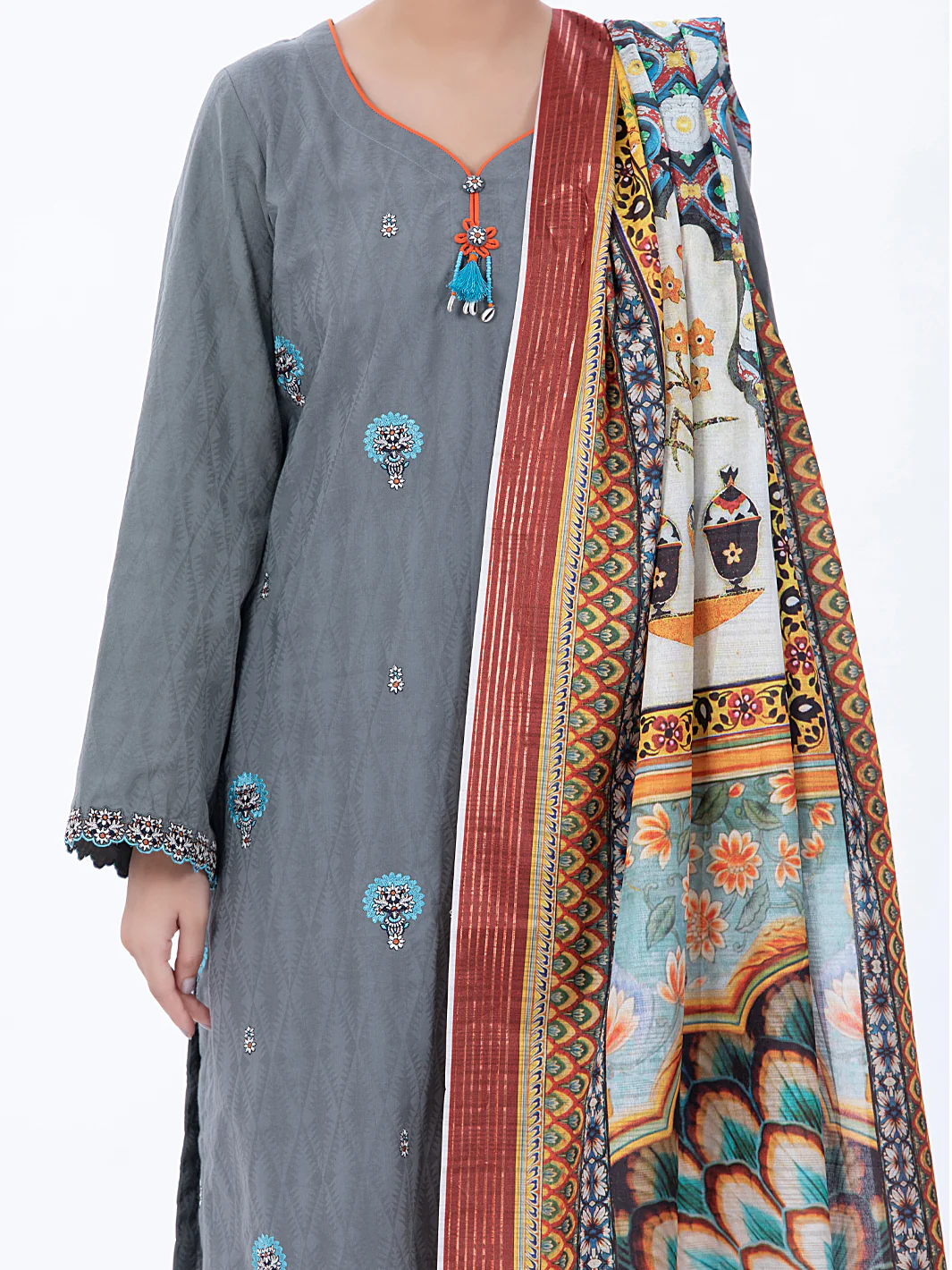 Grey Jacquard 3 Piece Unstitched - ALP-3PS-1315 - Image 5