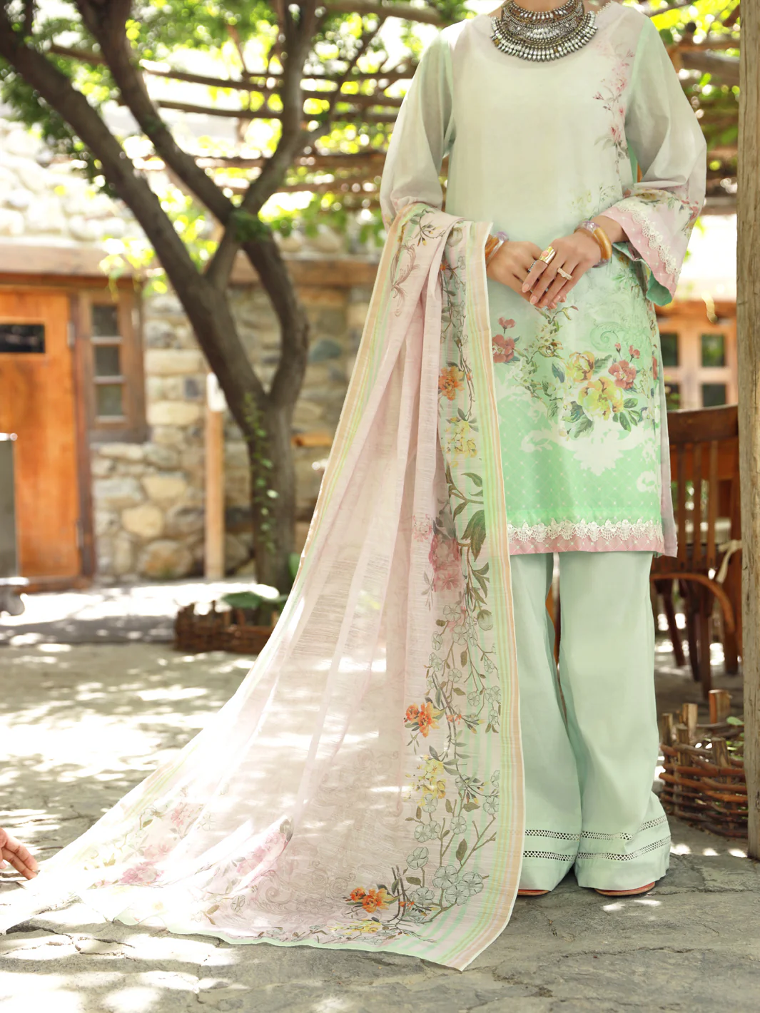 Pista Green Lawn 3 Piece Unstitched - ALP-3PS-1375