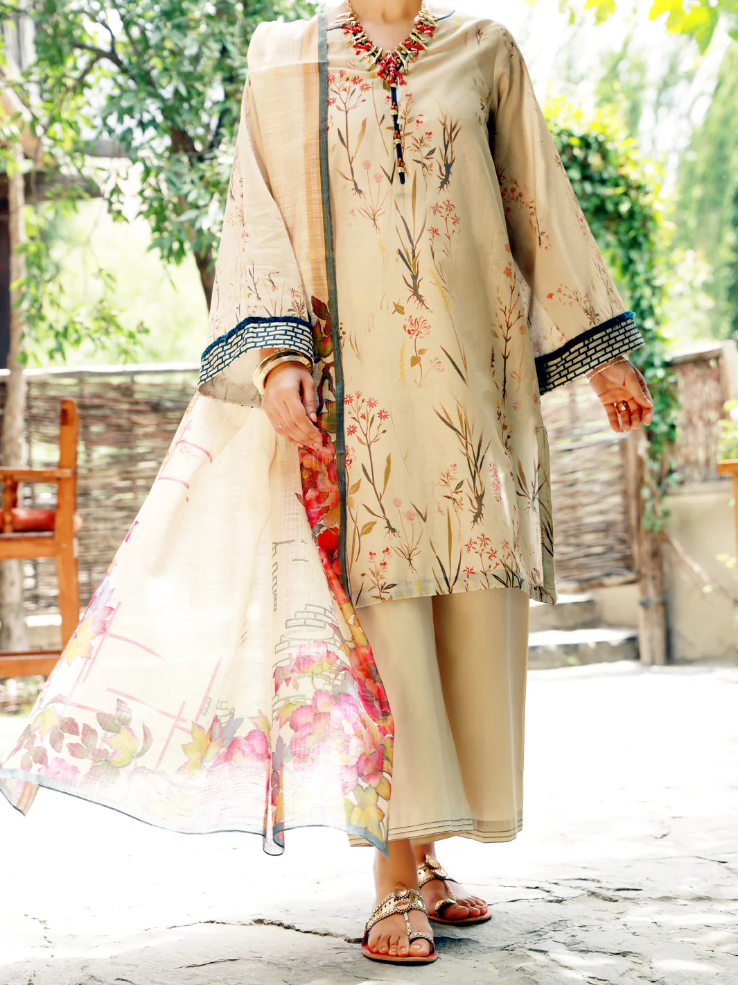Beige Lawn 3 Piece Unstitched - ALP-3PS-1378