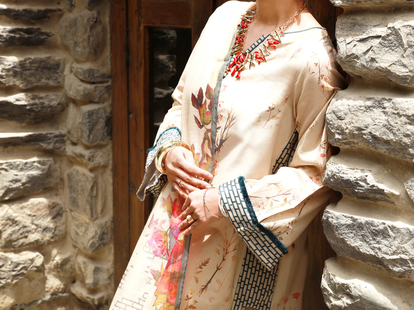 Beige Lawn 3 Piece Stitched - ALP-3PS-1378 - Image 5