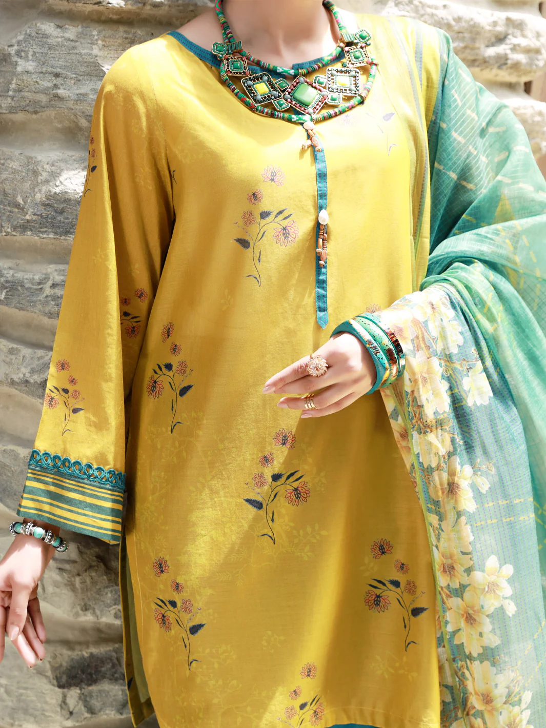 Lime Green Lawn 3 Piece Unstitched - ALP-3PS-1379 - Image 3