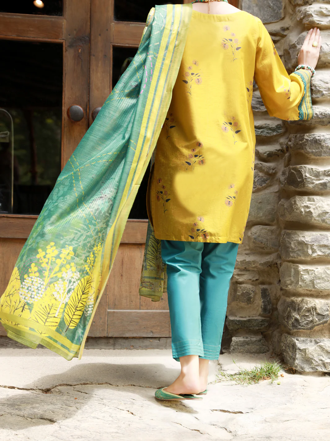 Lime Green Lawn 3 Piece Stitched - ALP-3PS-1379 - Image 2