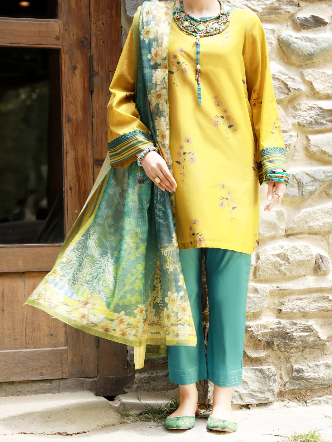 Lime Green Lawn 3 Piece Stitched - ALP-3PS-1379 - Image 4