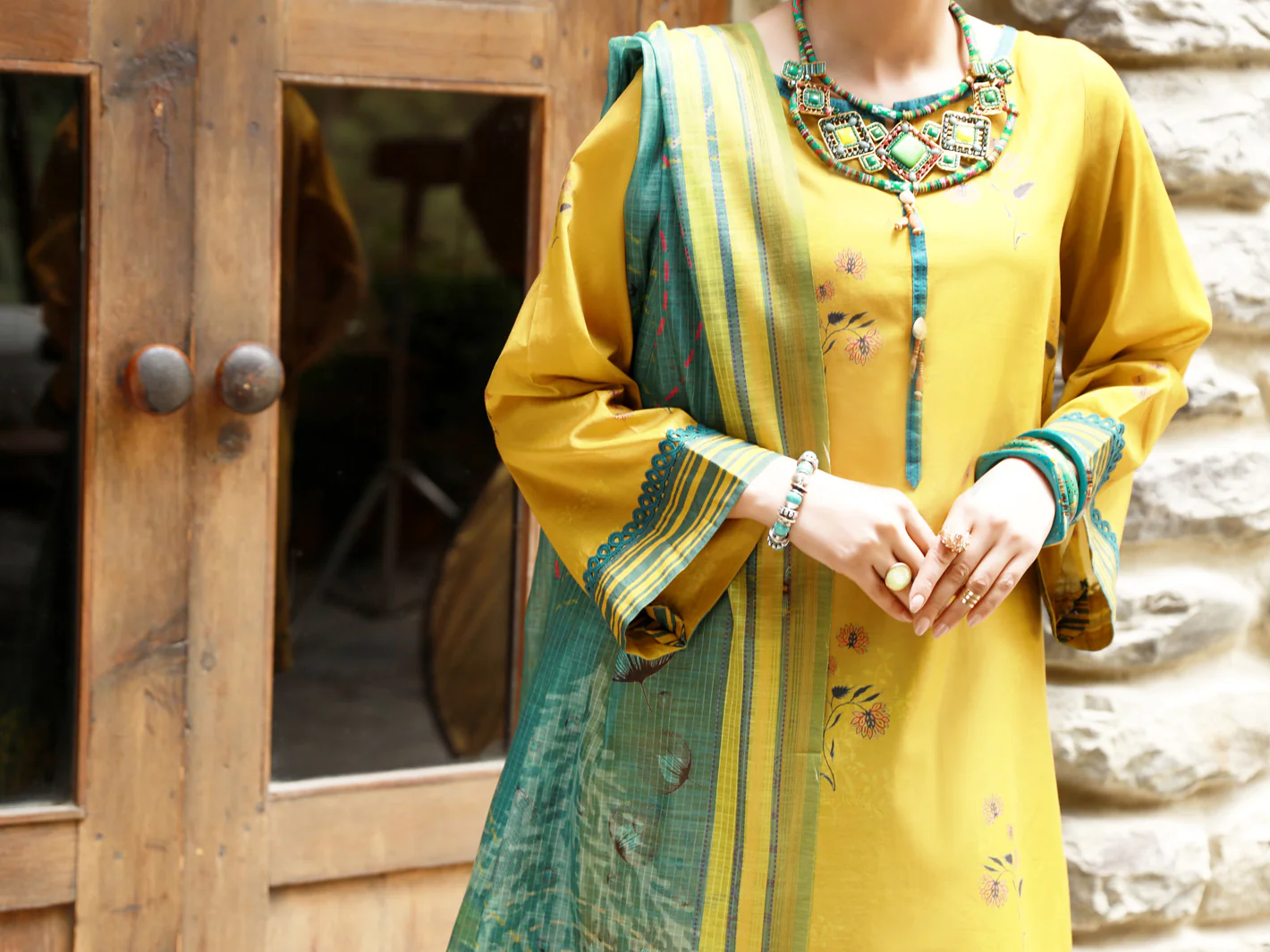 Lime Green Lawn 3 Piece Stitched - ALP-3PS-1379 - Image 5