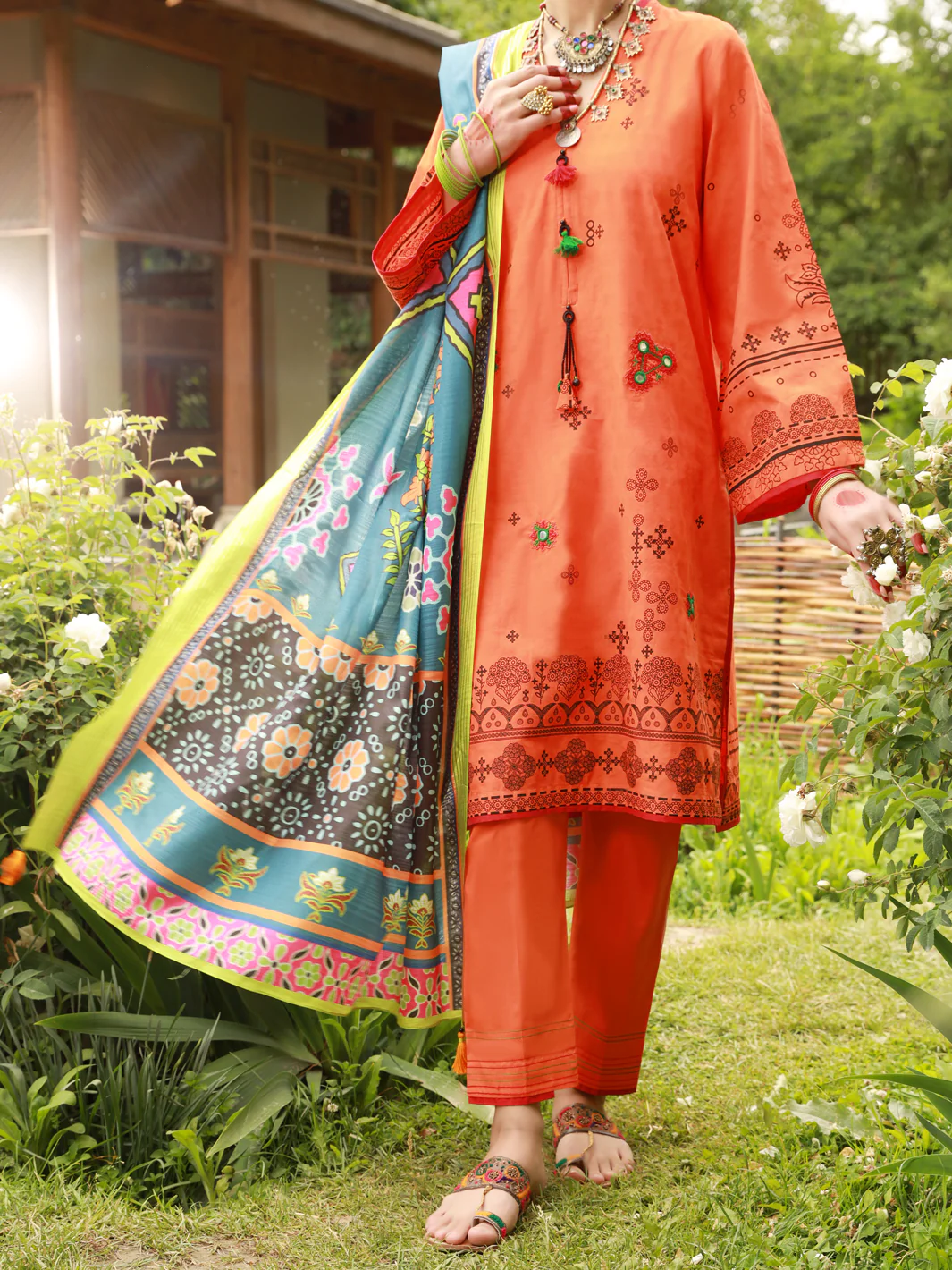 Orange Dobby 3 Piece Stitched - ALP-3PS-1384