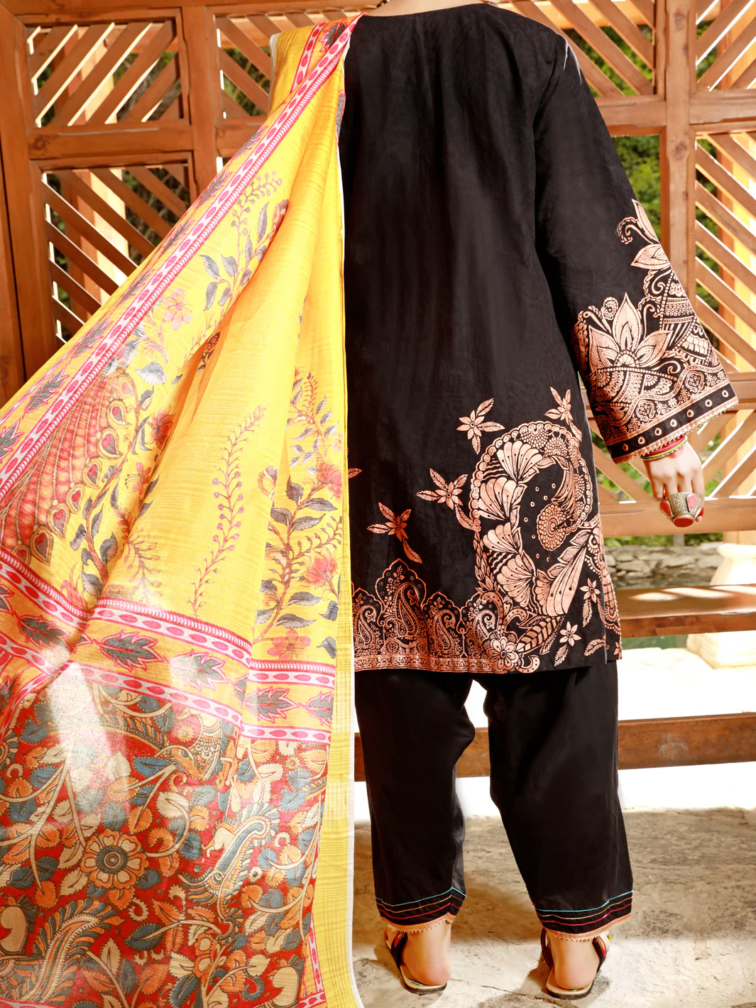 Black Jacquard 3 Piece Stitched - ALP-3PS-1386 - Image 2