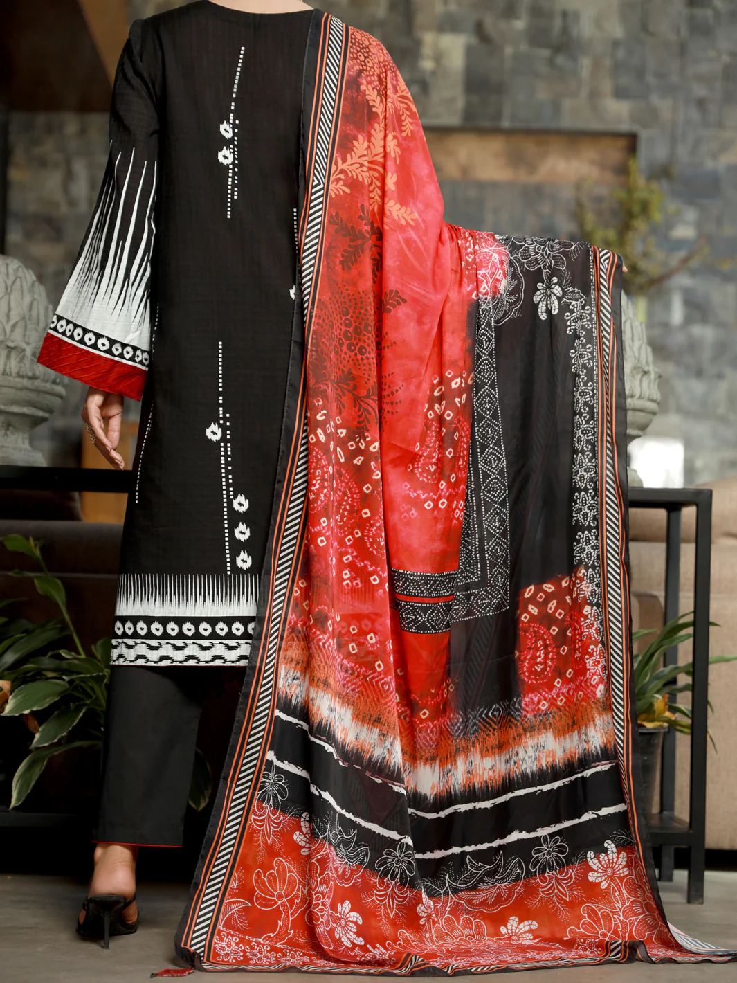 Black Dobby 3 Piece Stitched - ALP-3PS-1389 - Image 2