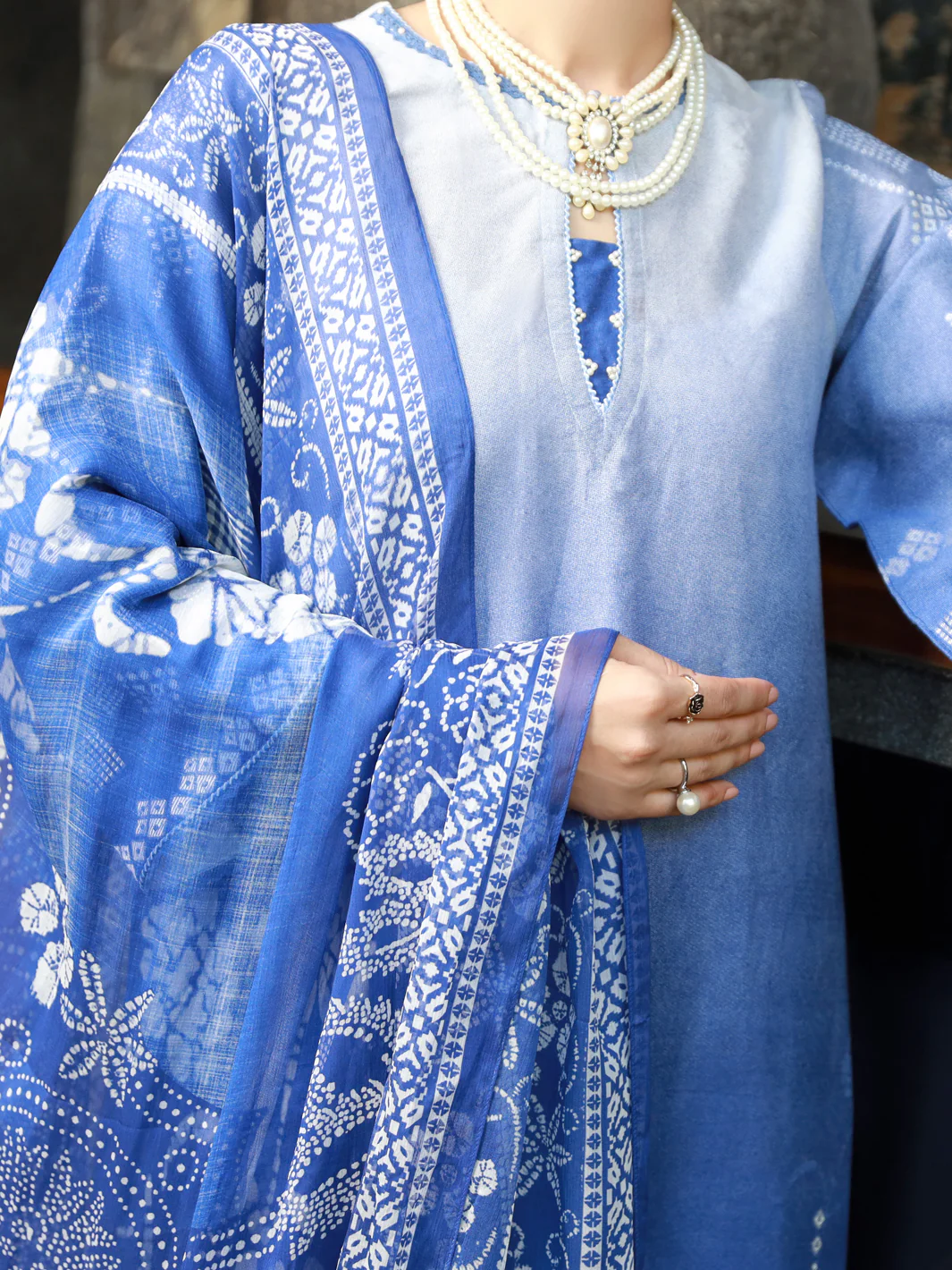 Blue Jacquard 3 Piece Stitched - ALP-3PS-1390 - Image 4