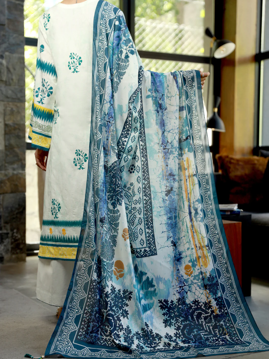 Aqua Jacquard 3 Piece Unstitched - ALP-3PS-1391 - Image 2
