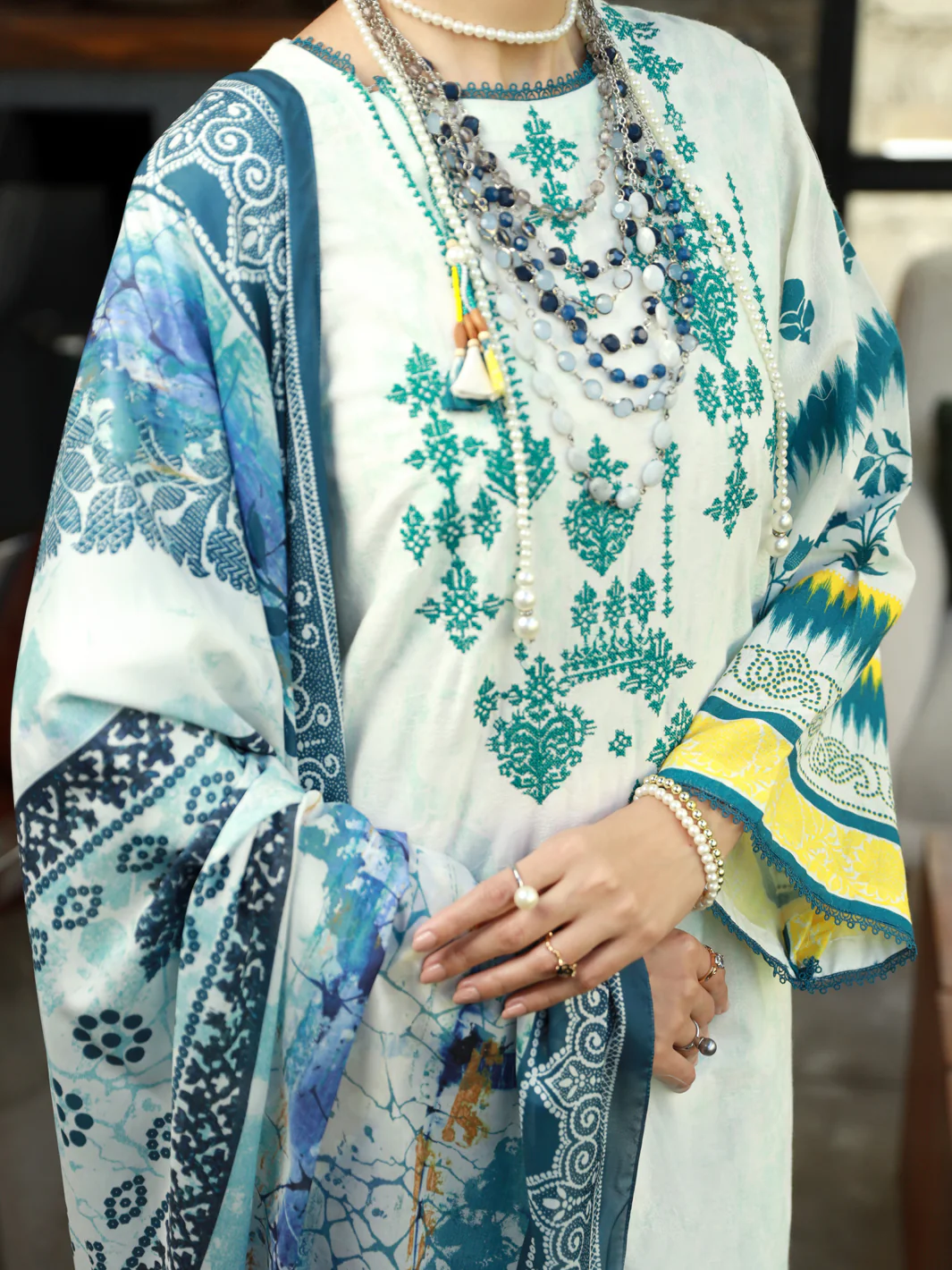 Aqua Jacquard 3 Piece Unstitched - ALP-3PS-1391 - Image 4