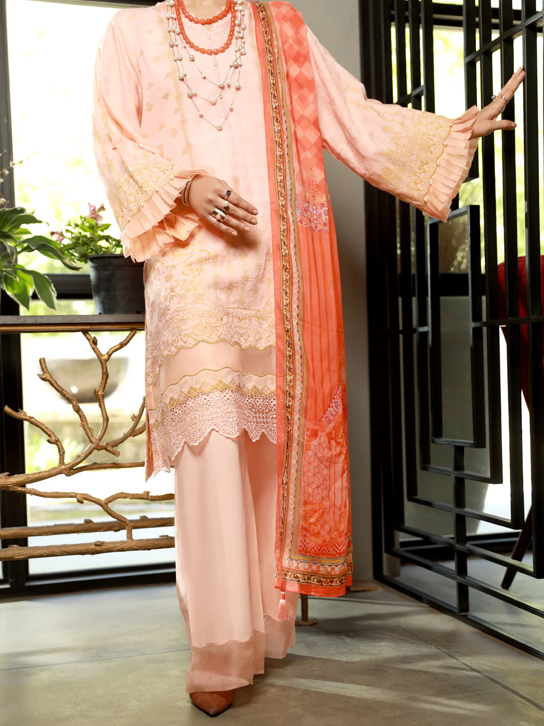 Pink Jacquard 3 Piece Stitched - ALP-3PS-1393