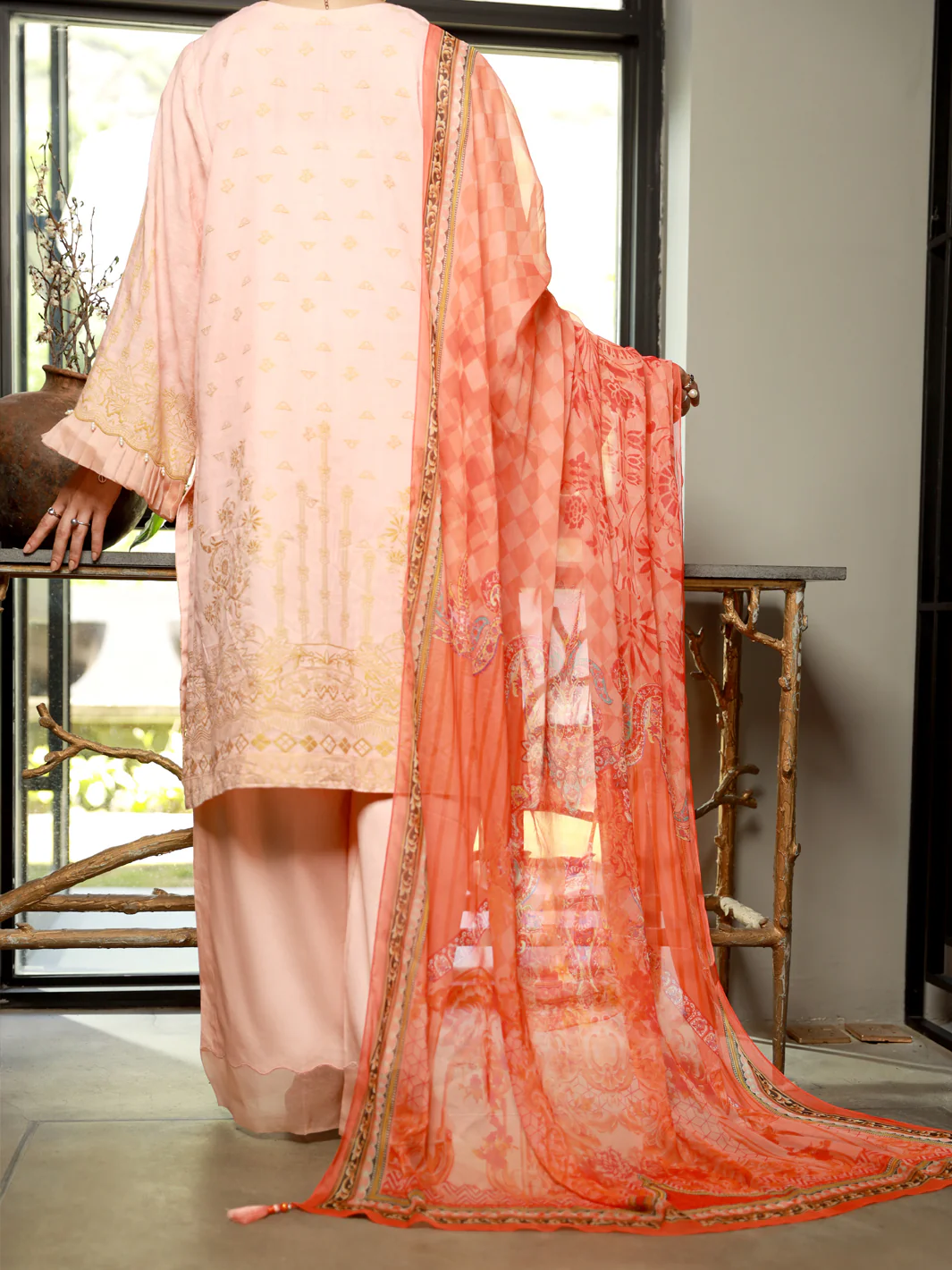 Pink Jacquard 3 Piece Stitched - ALP-3PS-1393 - Image 2