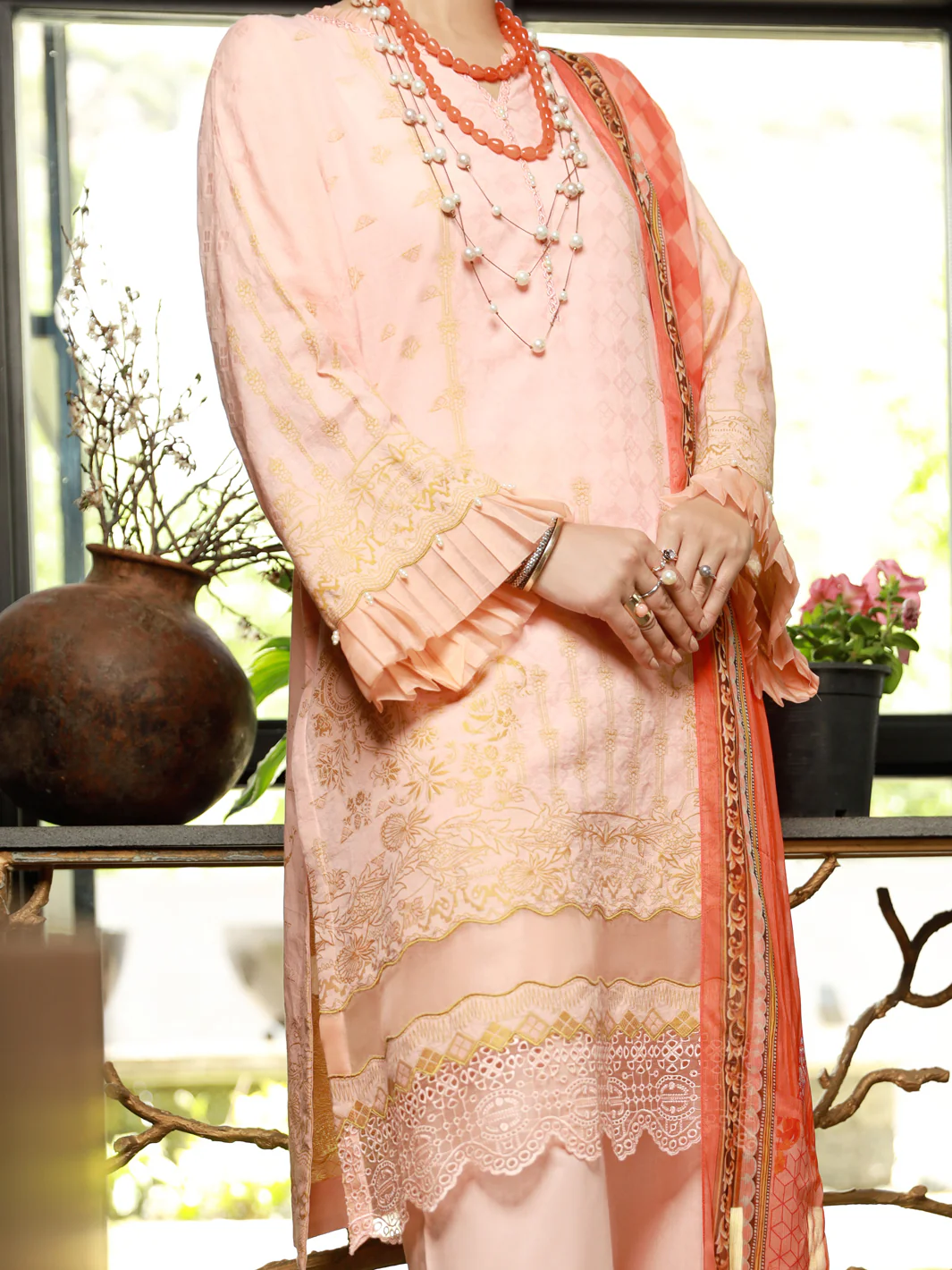 Pink Jacquard 3 Piece Stitched - ALP-3PS-1393 - Image 4