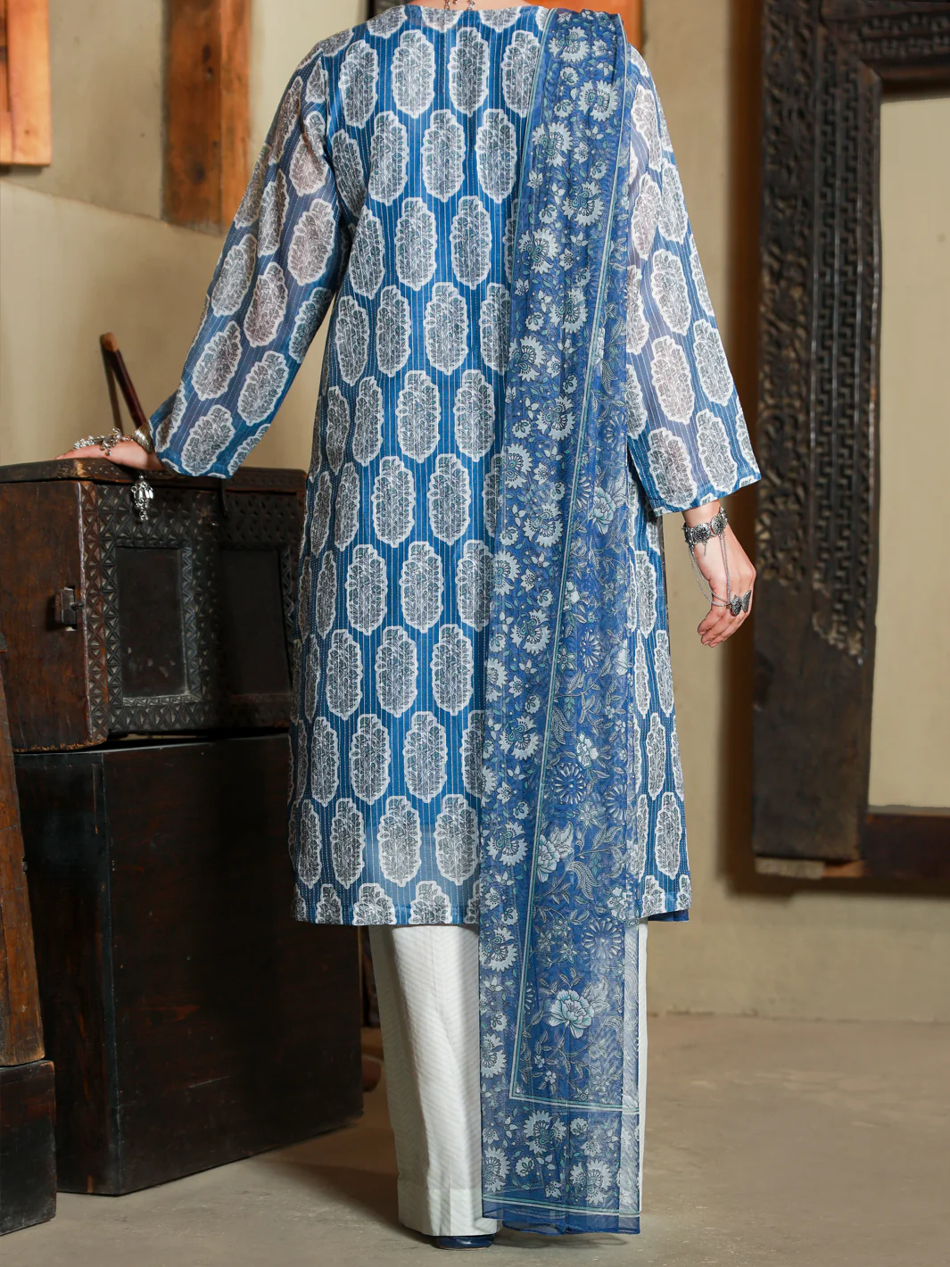 Blue Jacquard 3 Piece Stitched - ALP-3PS-1417 - Image 2