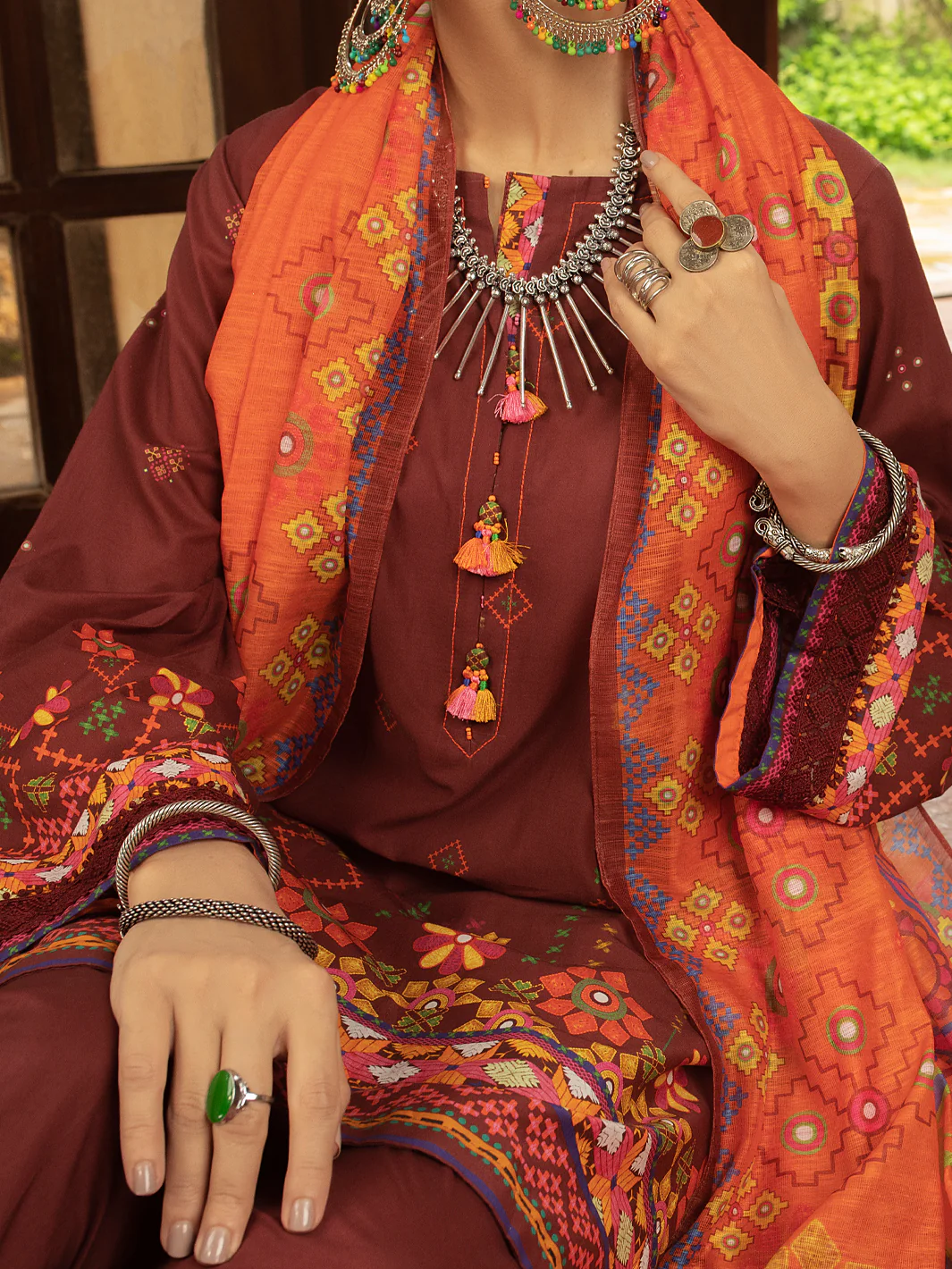 Maroon Cambric 3 Piece Unstitched - ALP-3PS-1424 - Image 6