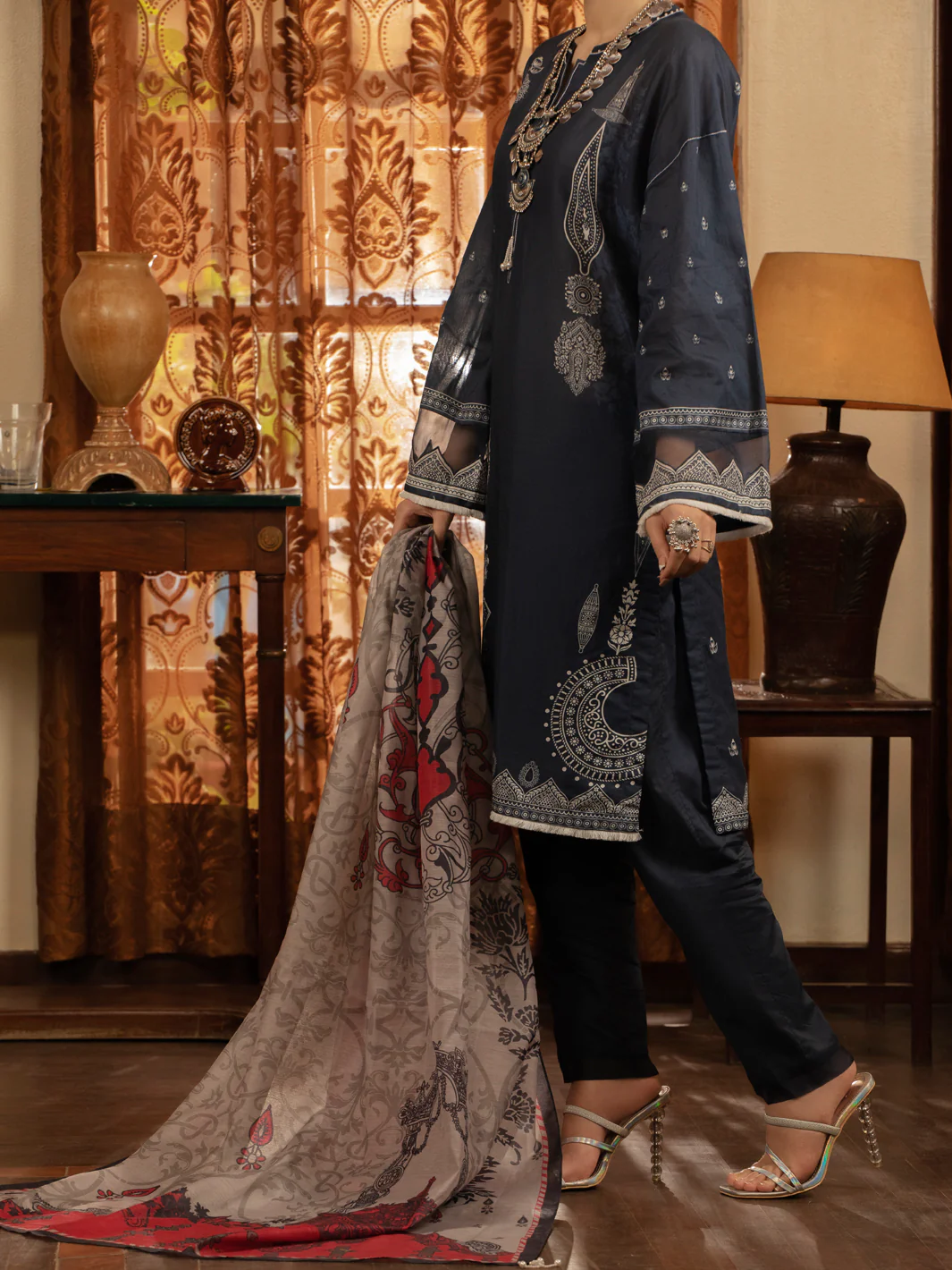 Blue Cambric 3 Piece Unstitched - ALP-3PS-1425 - Image 5