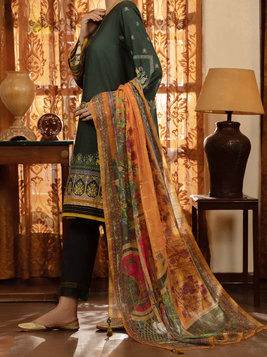Dark Green Jacquard 3 Piece Stitched - ALP-3PS-1428 - Image 2
