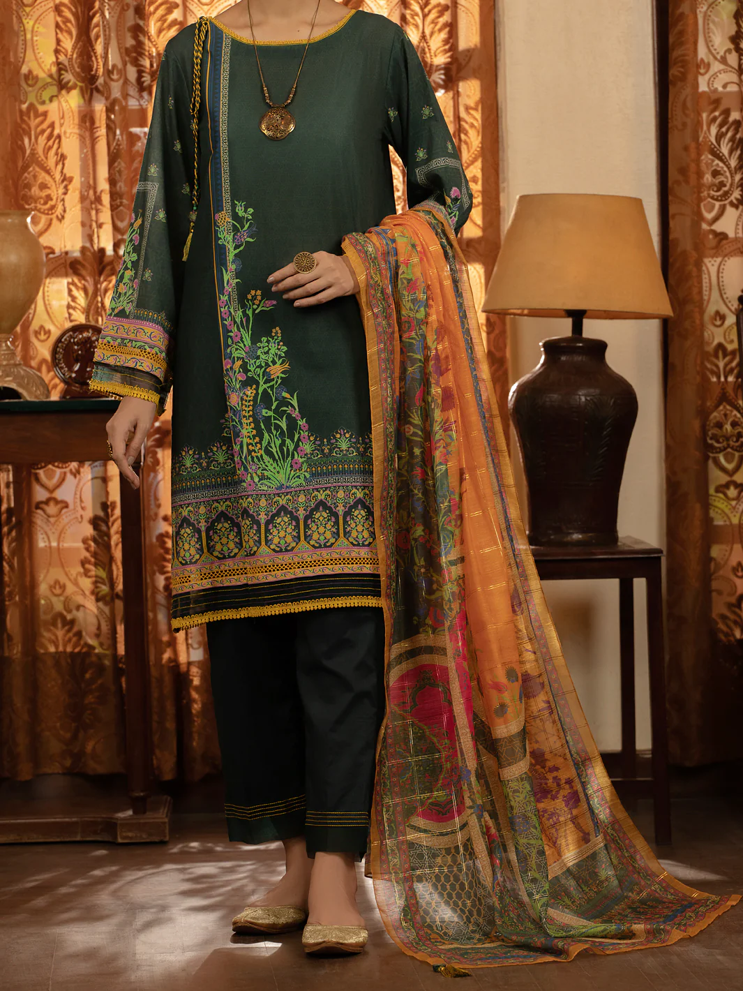 Dark Green Jacquard 3 Piece Stitched - ALP-3PS-1428 - Image 5