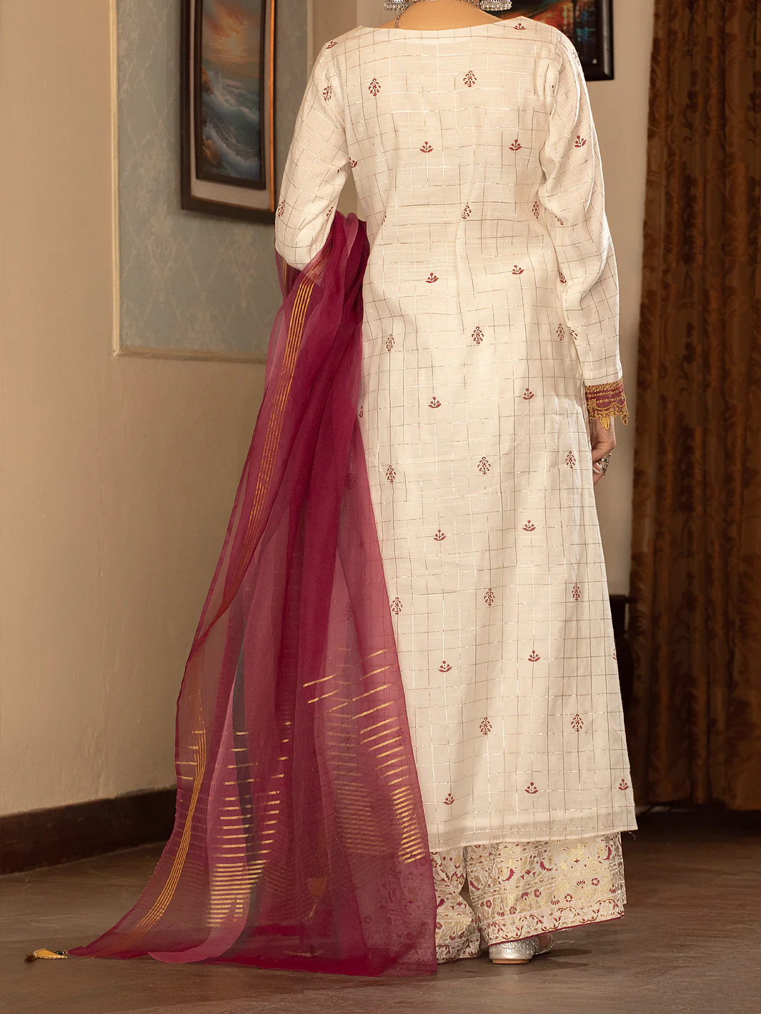 Off White 3 Piece Stitched - ALP-3PS-1436 - Image 2