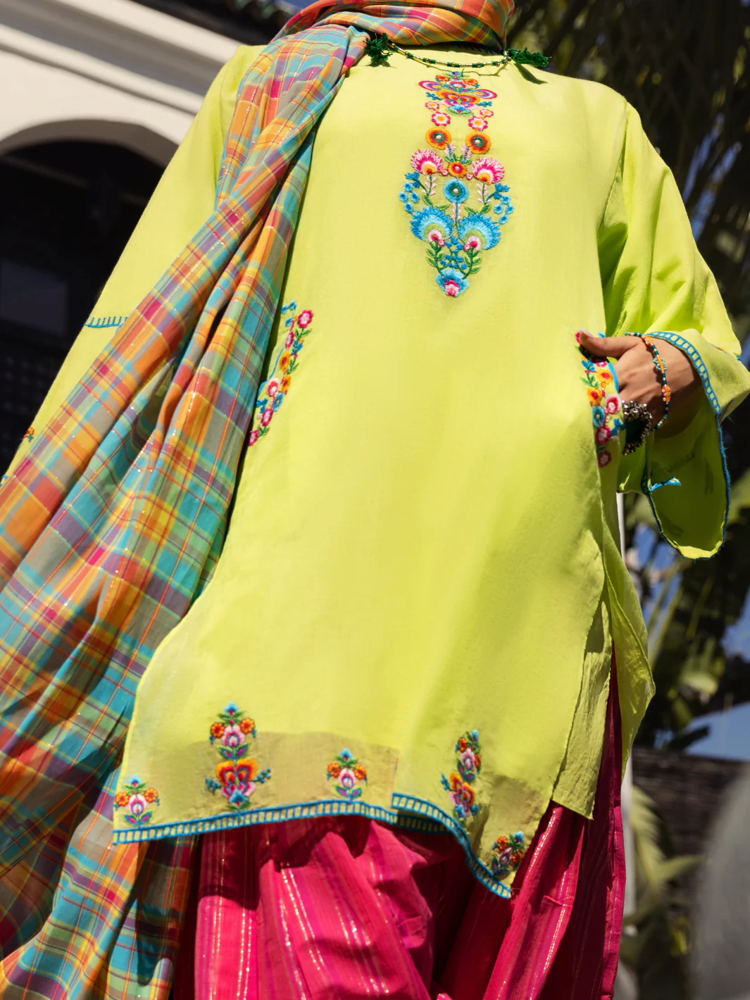 Parrot Green Blended 3 Piece Stitched - ALP-3PS-1437 - Image 3