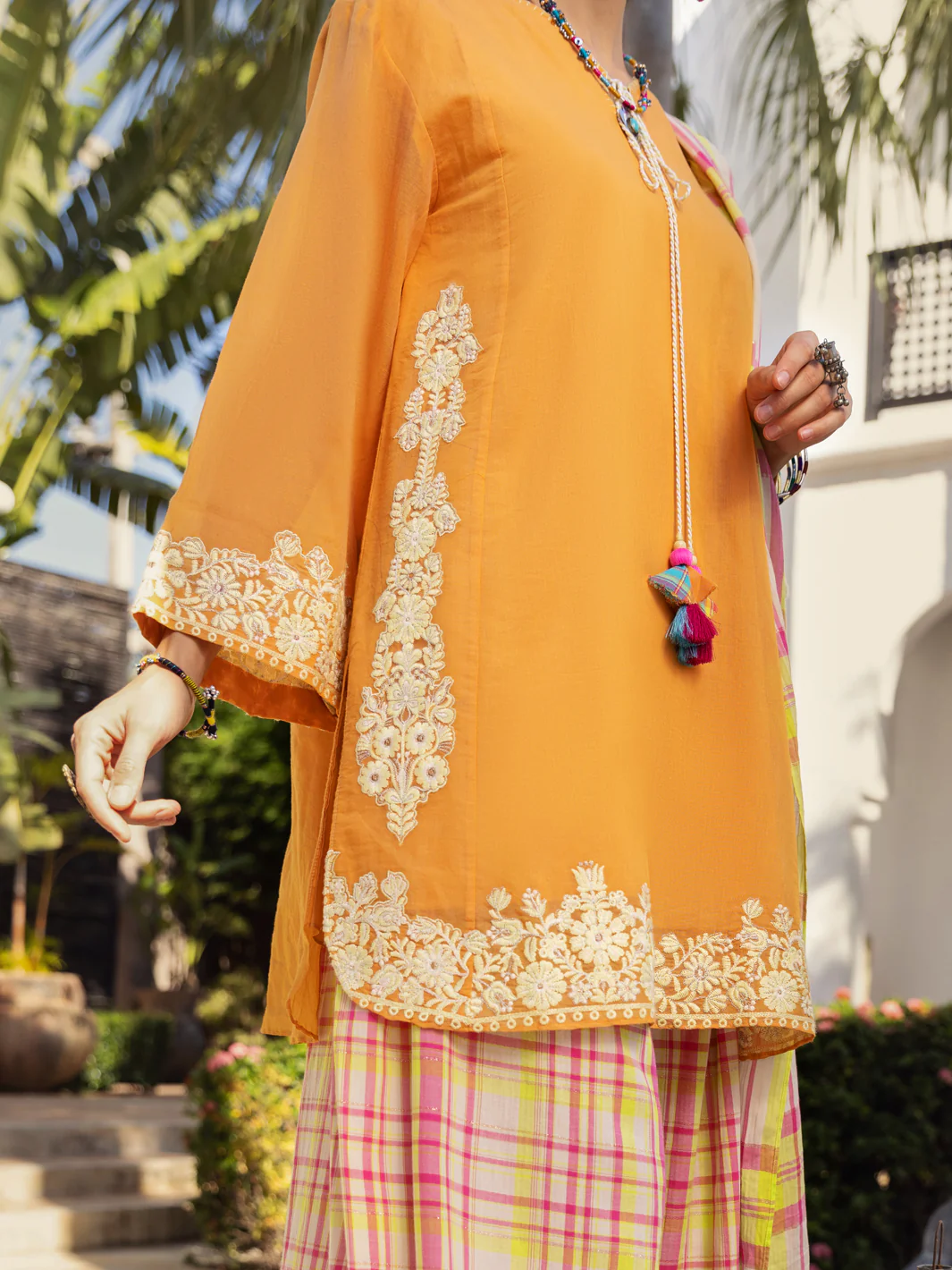 Peach Cotton Yarn-Dyed 3 Piece Unstitched - ALP-3PS-1438 - Image 5