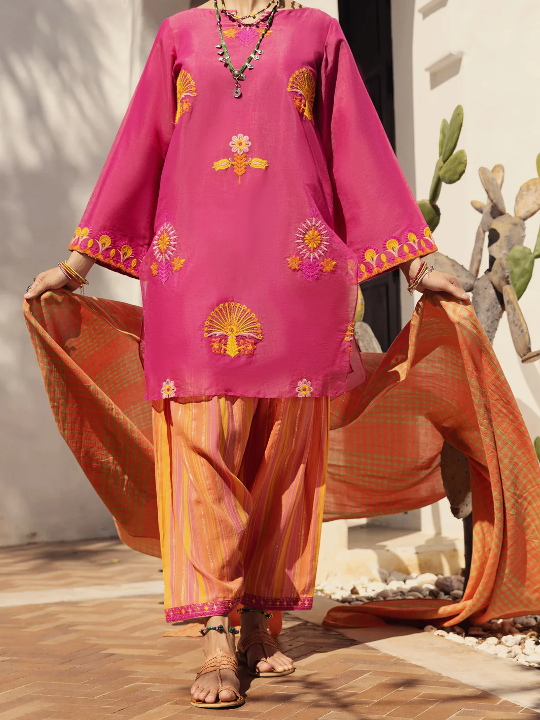 Pink Cotton Yarn-Dyed 3 Piece Unstitched - ALP-3PS-1441