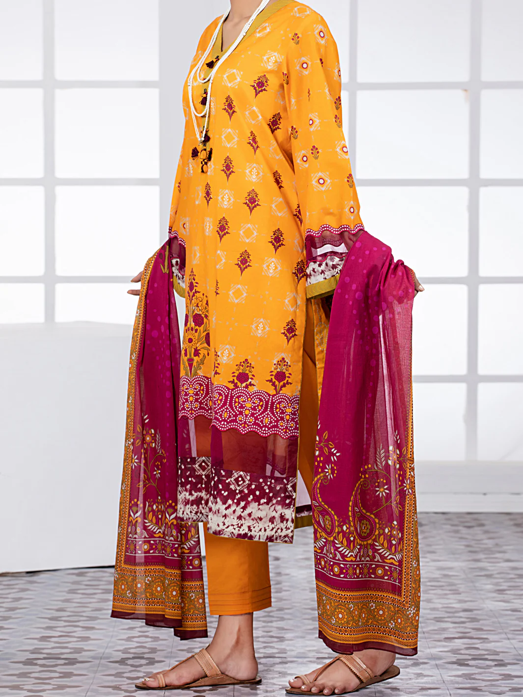 Yellow Lawn 3 Piece Unstitched - ALP-3PS-1479 - Image 4