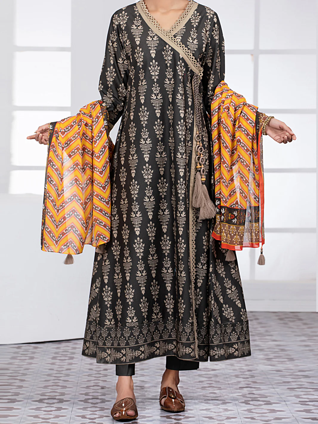 Dark Grey Lawn 3 Piece Unstitched - ALP-3PS-1485