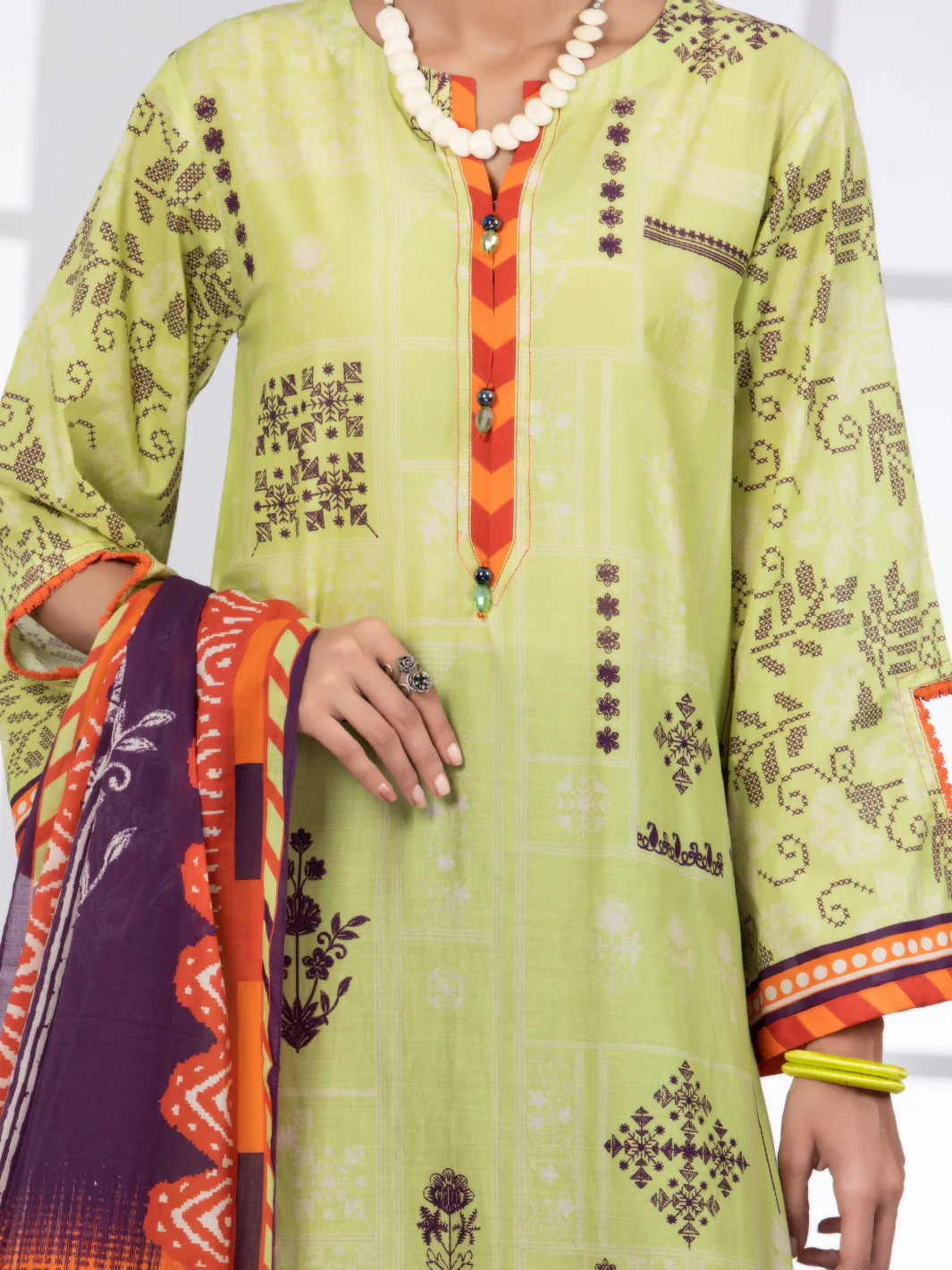Lime Green Lawn 3 Piece Unstitched - ALP-3PS-1486 - Image 3